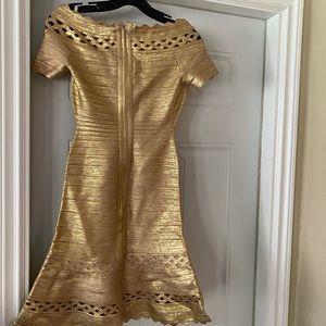 Gold shimmer fitted dress